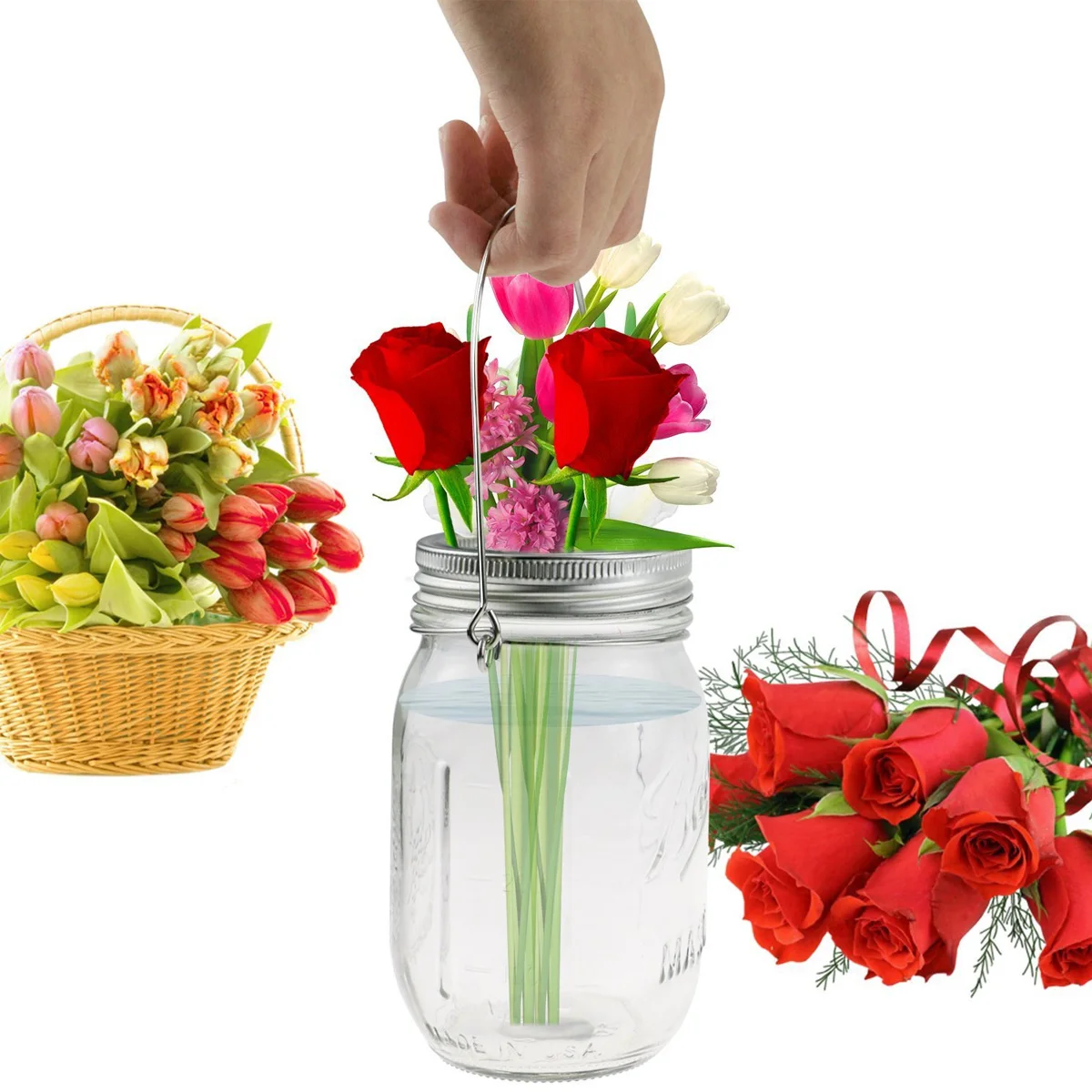 

8pcs Metal Mason Jar Handles Bulk Wire Jars Lids Hanger Sturdy Stainless Steel Decorative Wedding Party Home Tool