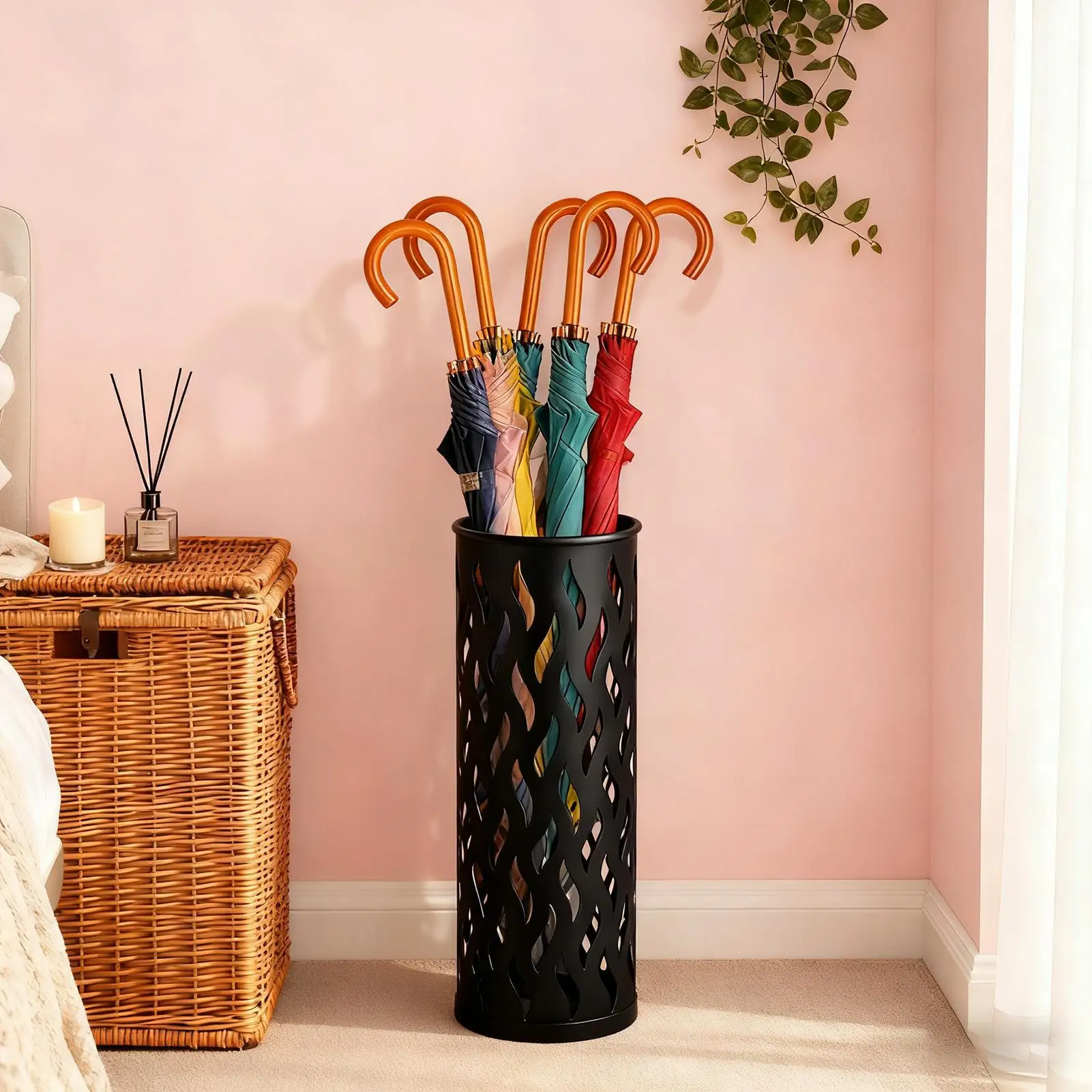 

Держатель для зонта, полый металлический органайзер, железный высокий держатель для зонта, контейнер для дома, прихожей, гостиной, отеля