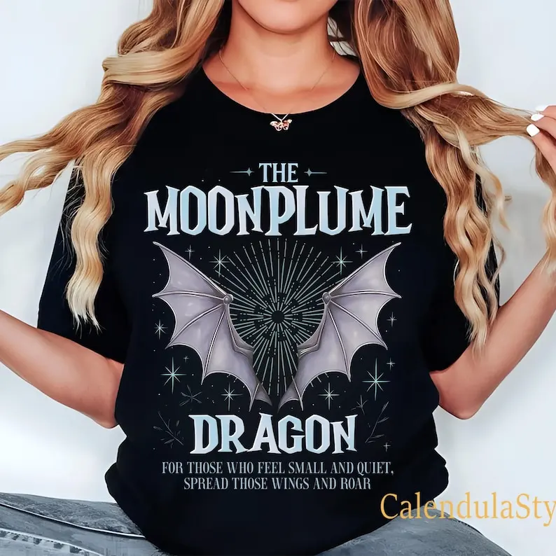 

Dragon Moonplume Tee, When The Moon Hatched, Magical Celestial Shirt, Romantasy Dragon Bookish T-Shirt Tee