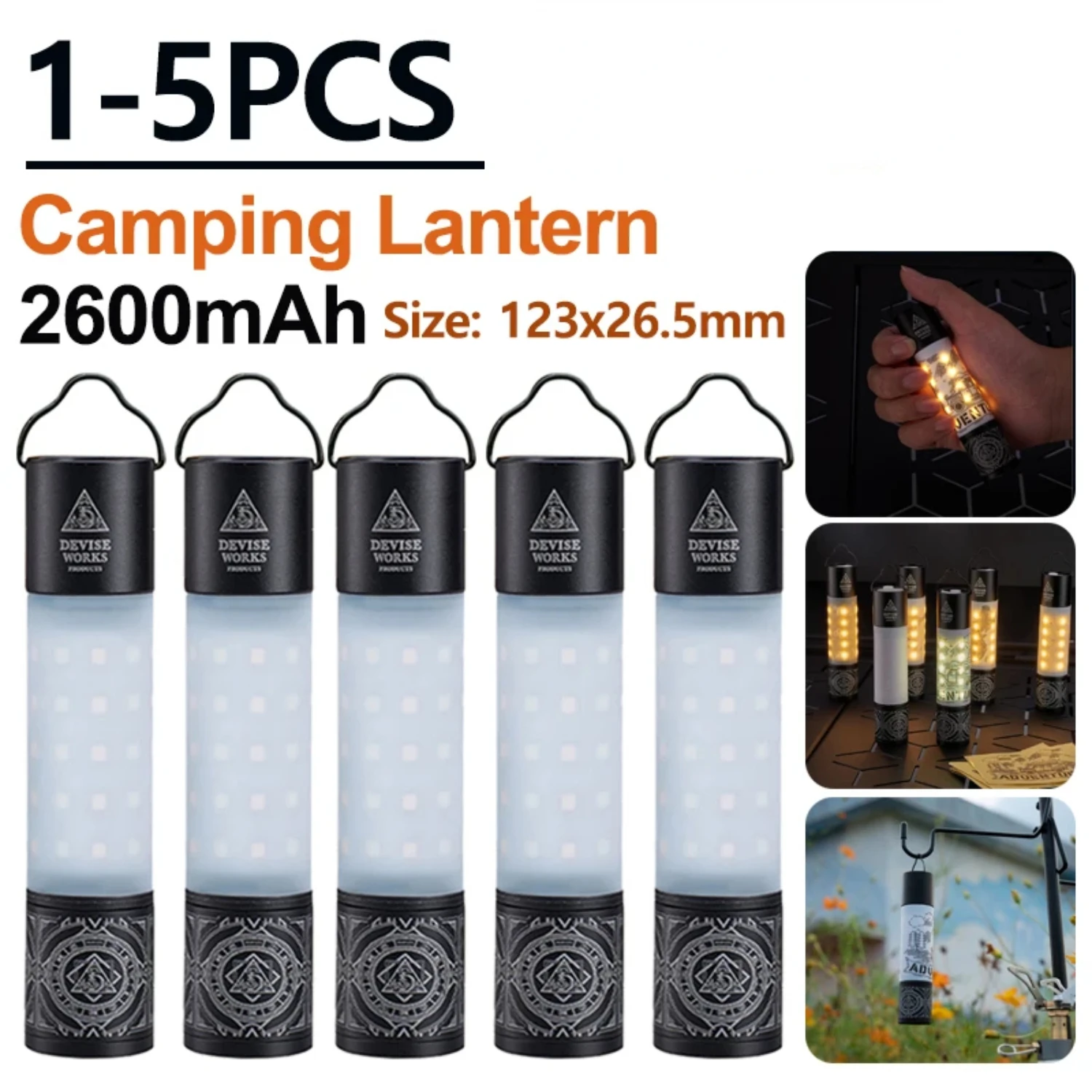 2600mAh Camping Light USB Rechargeable  Emergency Lamp Outdoor Portable Lanterns Tent Light IPX4 Waterproof  Camping