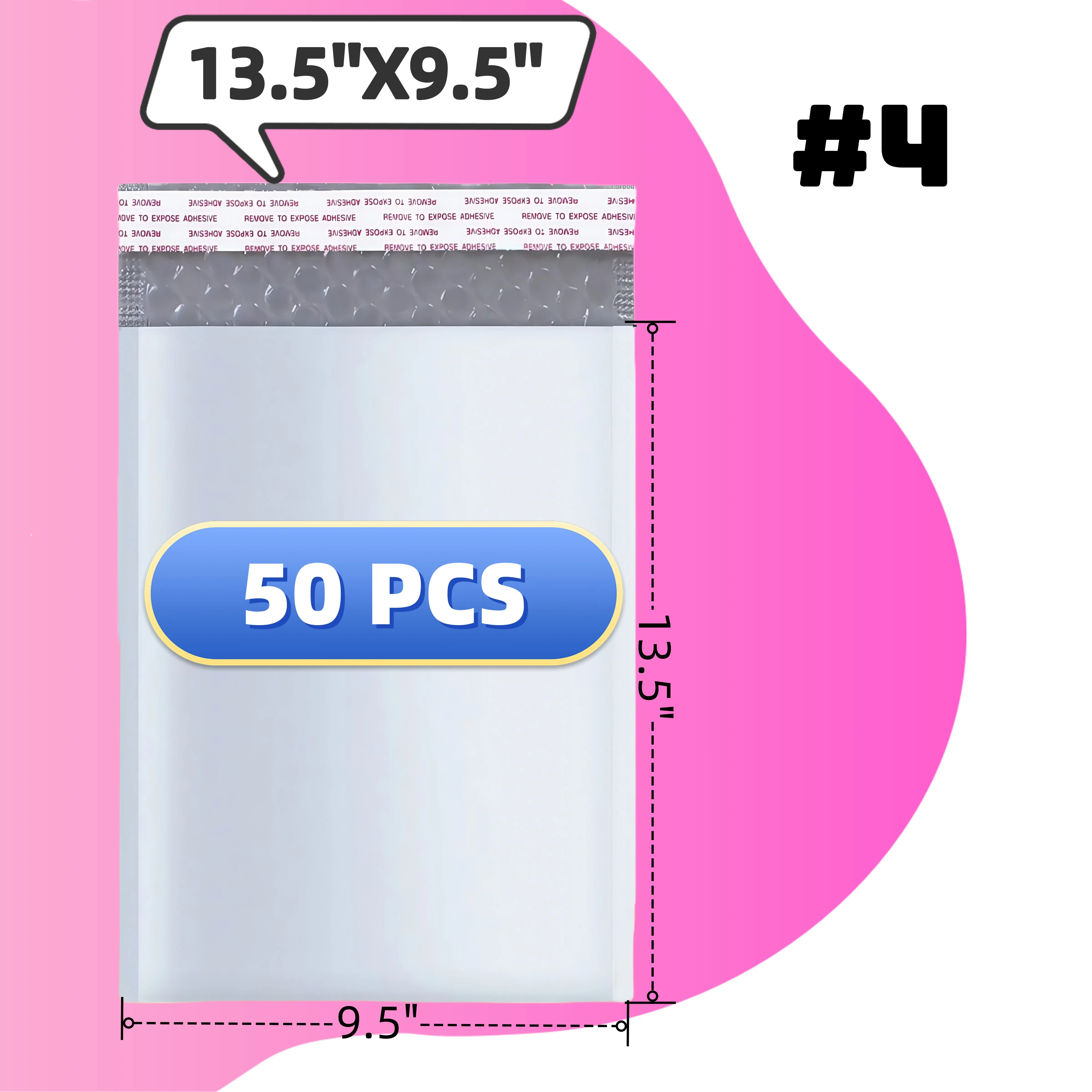 

50 PCS #4 9.5X13.5 POLY BUBBLE MAILERS SHIPPING MAILING PADDED BAGS ENVELOPES SELF SEAL