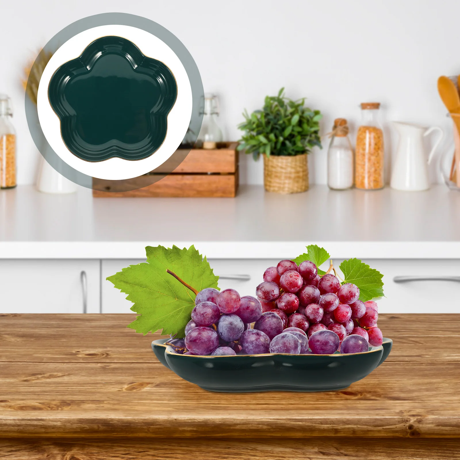 

Ceramic Plum-Shaped Jewelry Display Plate Waterproof Ring Earring Tray Jewelry Storage Dish Desktop Decoration
