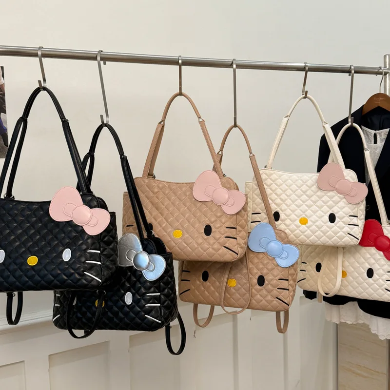 

MINISO Hello Kitty Shoulder Bag Women New Fashion Cartoon Tote Large Capacity Diamond Backpack