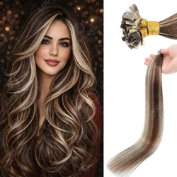 Straight V Tip Remy Human Hair Extensions Fusion Hair Nail V Tip Pre Bonded Keratin Capsules Hair Extensions 12-26