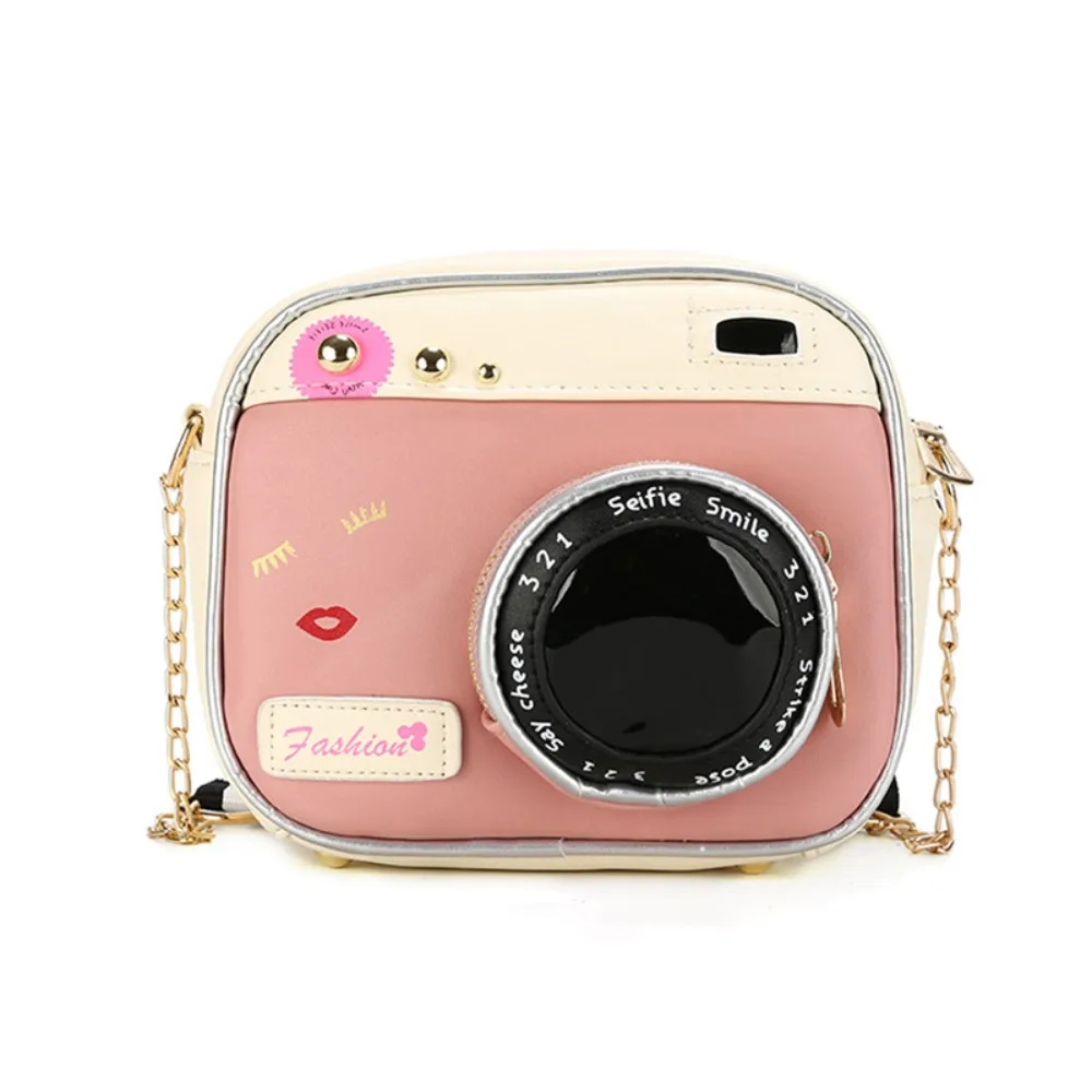 

French PU Camera Shoulder Bag Metal Chain Large Capacity Funny Box Bag Small Bag Shoulder Bag PU Messenger Bag Wedding