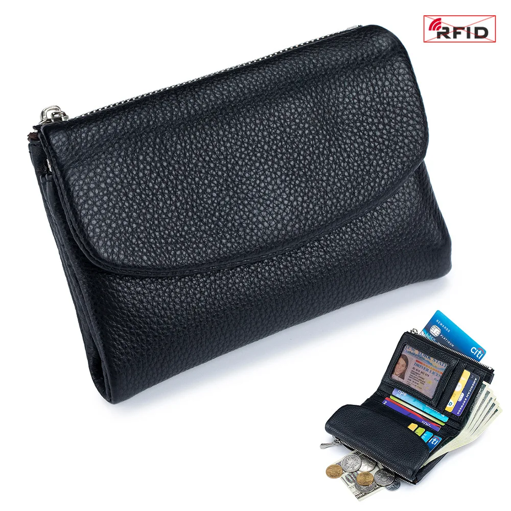 lady-purse-genuine-leather-women's-short-wallet-rfid-fashion-soft-leather-texture-clutch-bag-large-capacity-storage-bag-wallet