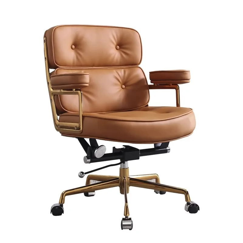 

Light luxury office backrest home computer chair comfortable sedentary boss chair leather lifting Robin c hair conference cha ir