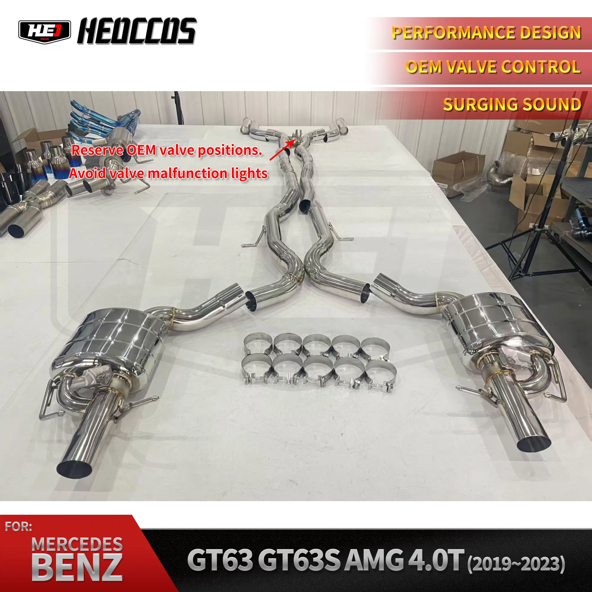 

HEO Car Performance Catback Exhaust System for Mercedes-Benz AMG GT63/GT63S 4.0T 2019-2023 Valve Control Muffler