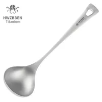 HWZBBEN Outdoor Titanium Soup Spoons with Long Handle Camping Tableware Portable Cooking Kitchen Dinnerware Ti86