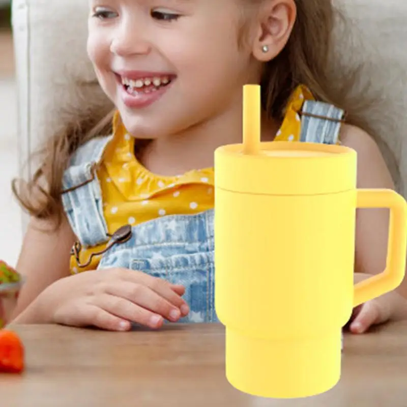 Baby Cup With Straw Silicone Training Cup With Handle Leakproof Travel Mug For Boys Girls Baby Water Bottle For Easy Sipping