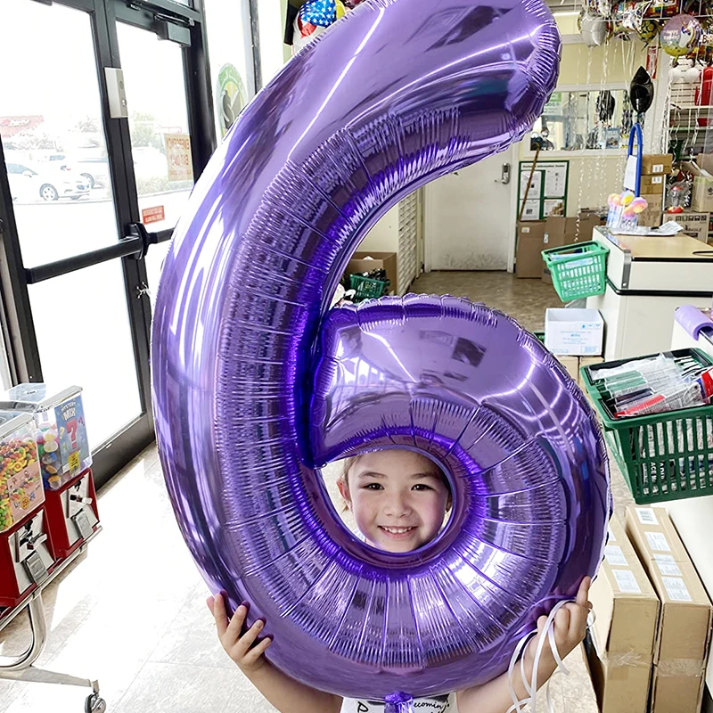 Purple Number Balloons 32 Inch Foil Balloon Adult Kids Birthday Anniversary Decoration Party Gold 0 1 2 3 4 5 6 7 8 9 Balloon