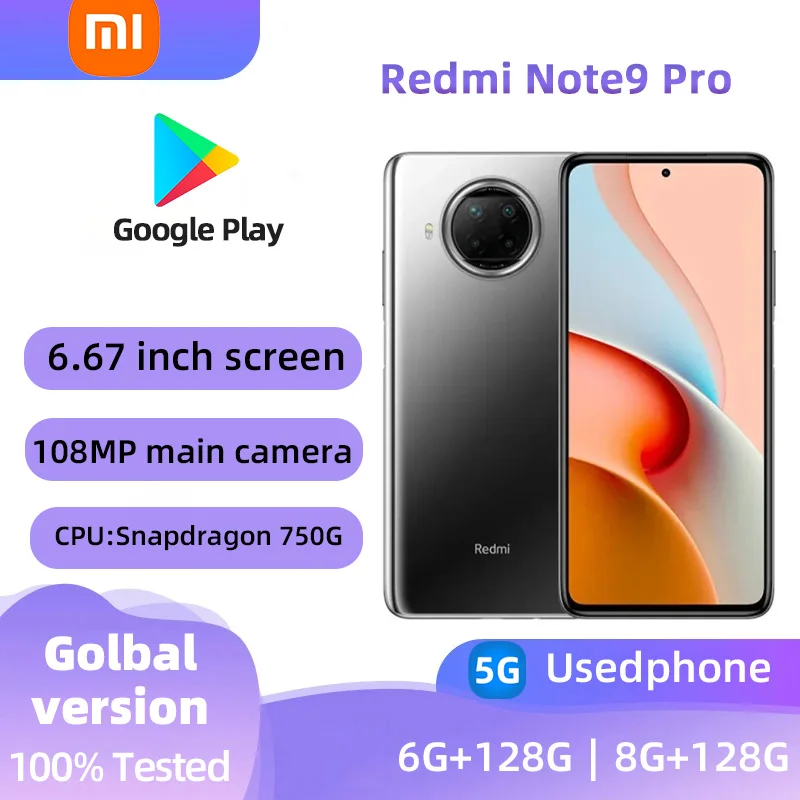 Xiaomi Redmi Note9 Pro 5G Android 6.67-inch RAM 6G ROM 128G Qualcomm Snapdragon 750G Used phone