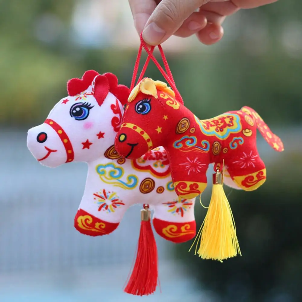 Pferde-Anhänger, Schlüsselanhänger, Plüsch, Glückspferd, Puppe, weiches Sternzeichen, Pony-Figur, 2026, Jahr des Pferdes, niedliche Tasche, Rucksack, dekoratives Geschenk