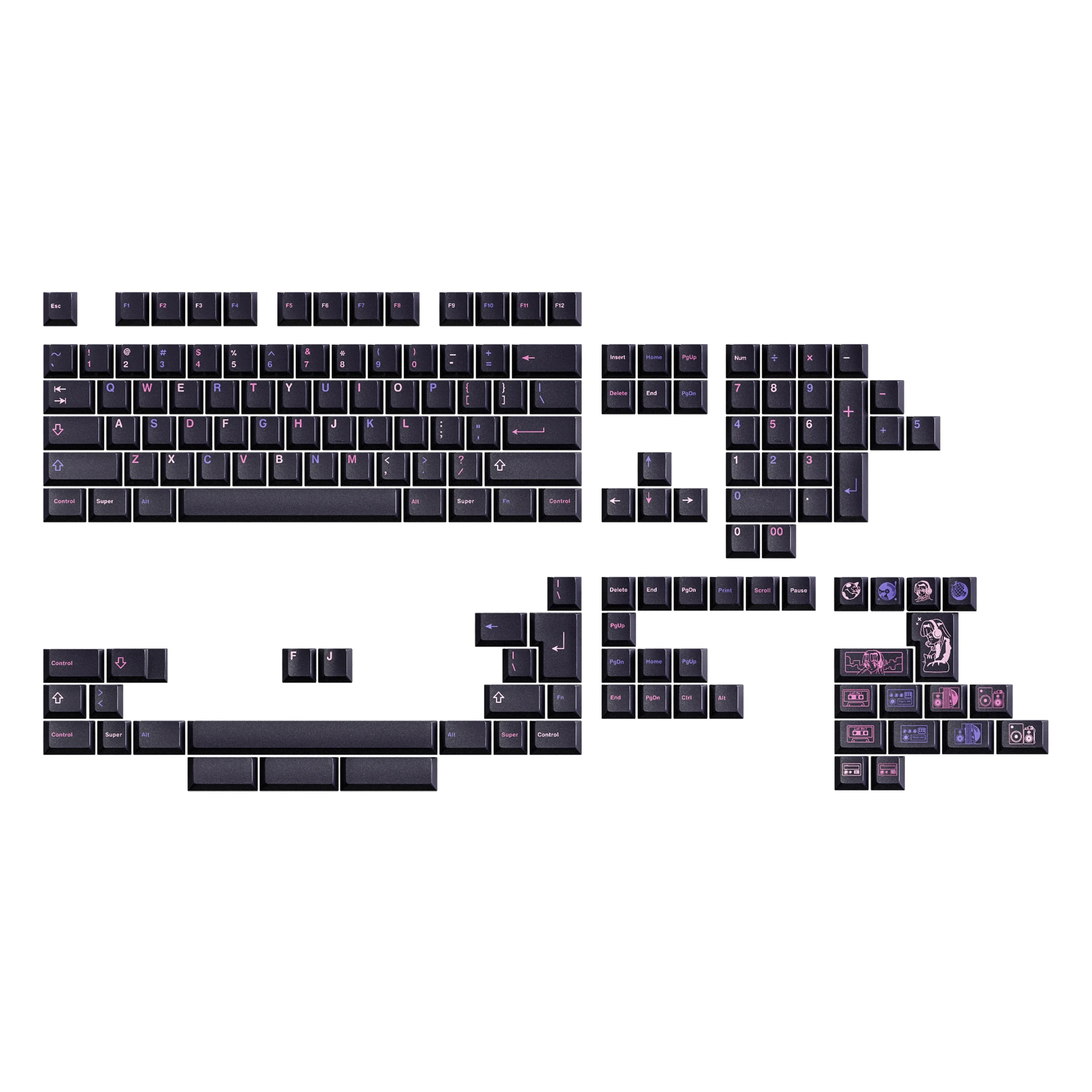 Imagem -02 - Tut Lofi Dye Sub Keycap Grupo Pbt Grosso Perfil Cereja para Teclado 87 Tkl 104 Ansi Xd64 Bm60 Xd68 Xd84 Bm87 Bm65