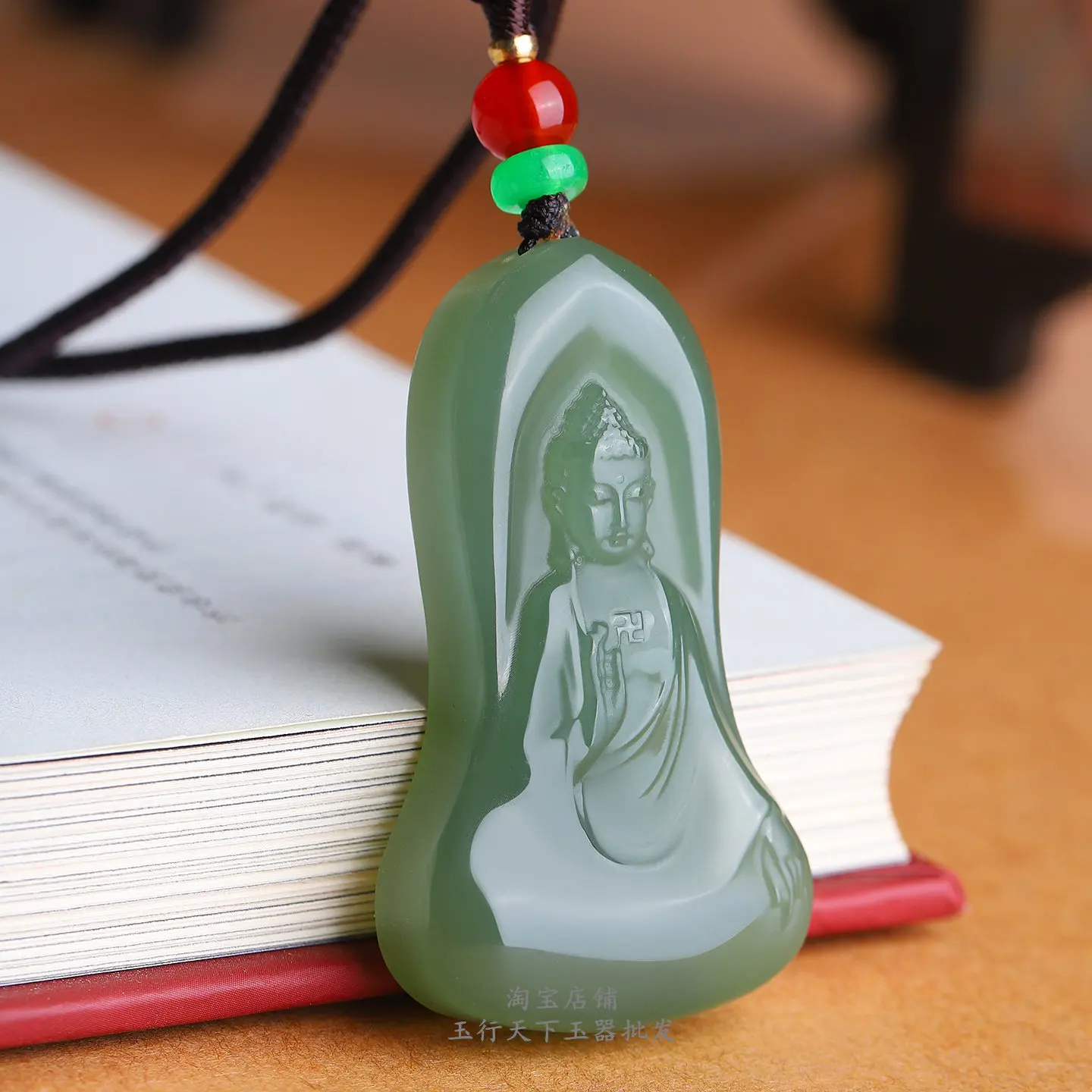 Genuine Hetian Tathagata Buddha Pendant Men's and Women's Pendant Lake Green Pendant Natural Qinghai Materia