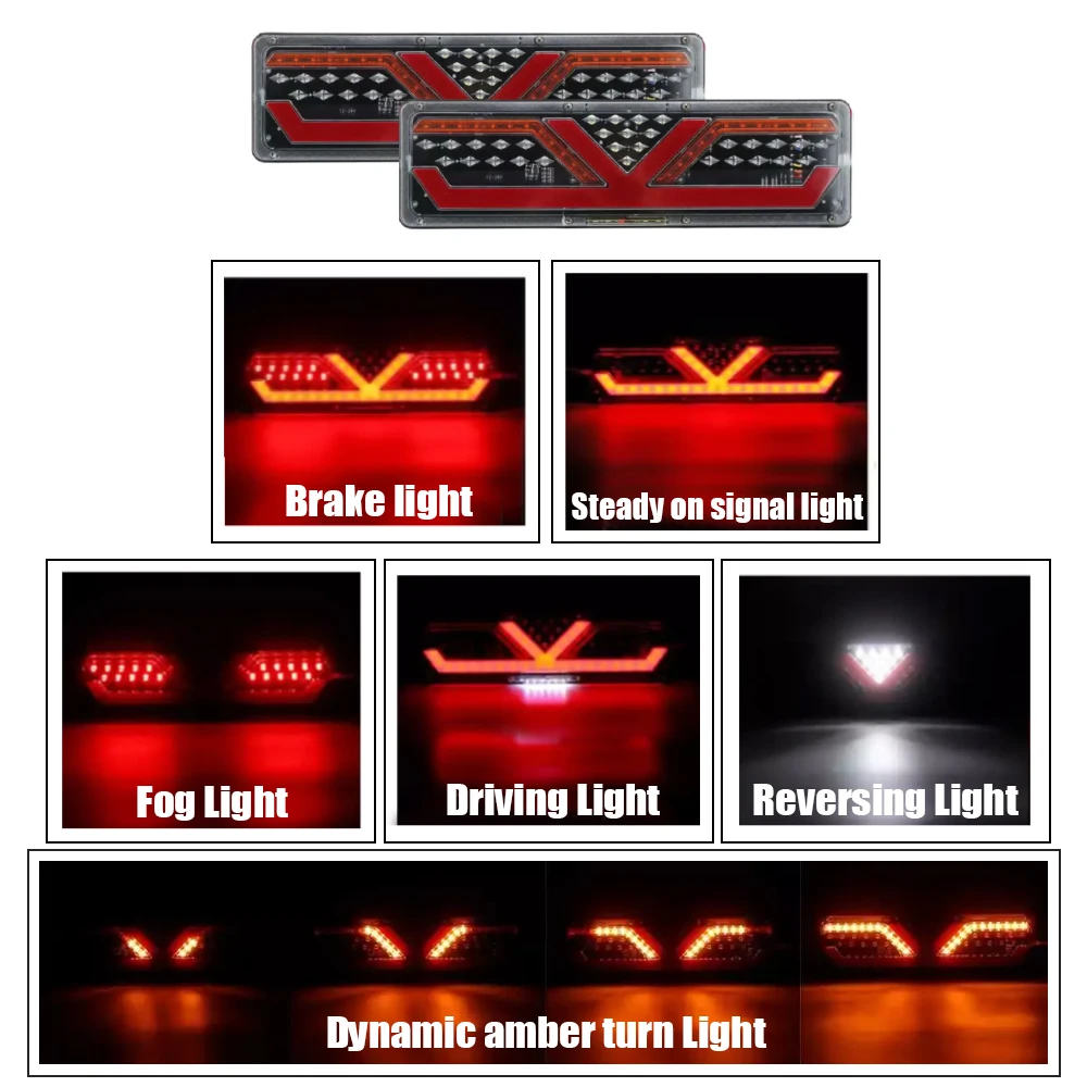 الخلفية شاحنة مقطورة أضواء خلفية سيارة RV فان تتدفق بدوره مصباح إشارة النهار تشغيل مؤشر مقاوم للماء الفرامل وقف عكس مصباح #3