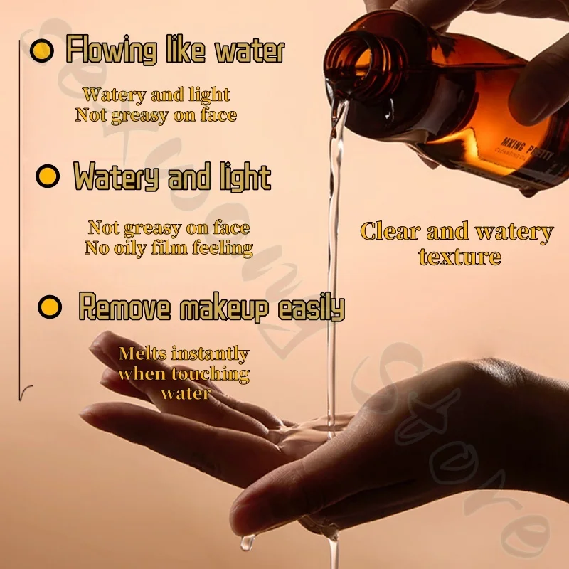 Huile nettoyante aqueuse à texture légère, nettoyage en profondeur, amélioration de la saleté, pores de soirée, rafraîchissant et non gras 150 ml