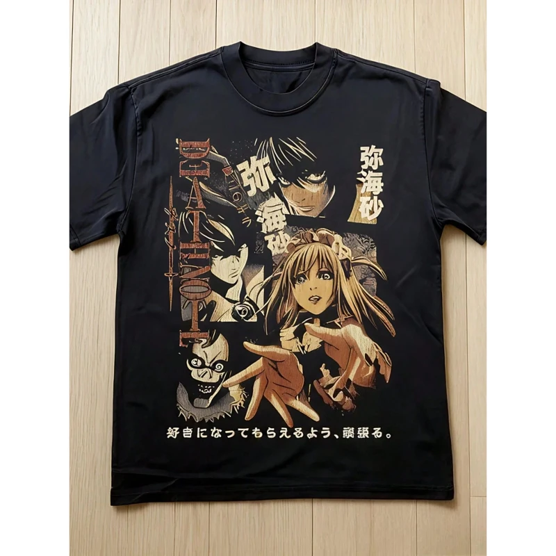 Death Note Misa Amane Vintage Anime Print T-shirt Unisex Loose Cotton Short Sleeve Tee Japanese Manga Casual Streetwear Tops