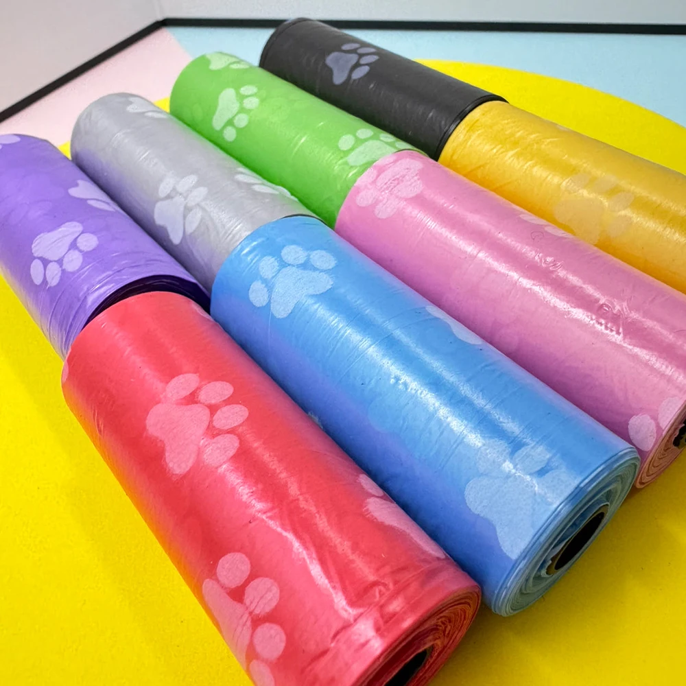 8pcs Degradable Pet Dog Waste Poop Bag With Printing Doggy Bag Degradable Pet Waste Clean Poop Bags Dog Up Clean Bag Dispenser