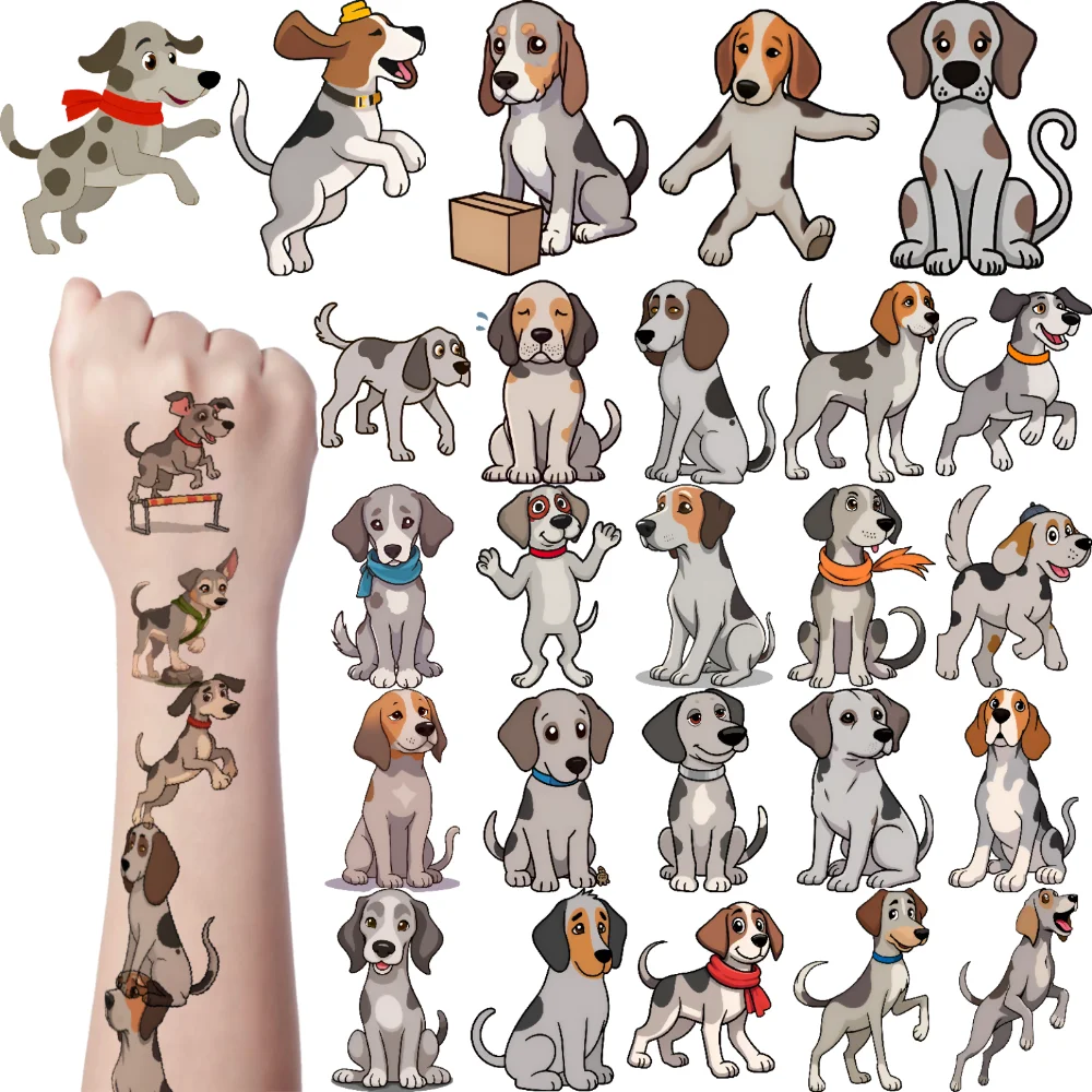 

54pcs Temporary Tattoo Dog Tattoos Temporary Tattoo Stickers Puppy Art Waterproof Long-lasting Body Stickers For