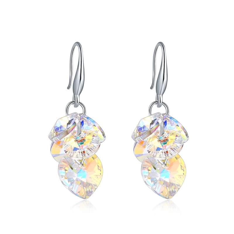BAFFIN-pendientes colgantes con borlas, cristales originales de corazón de Austria para mujer, cuentas coloridas, joyería étnica de Color plateado