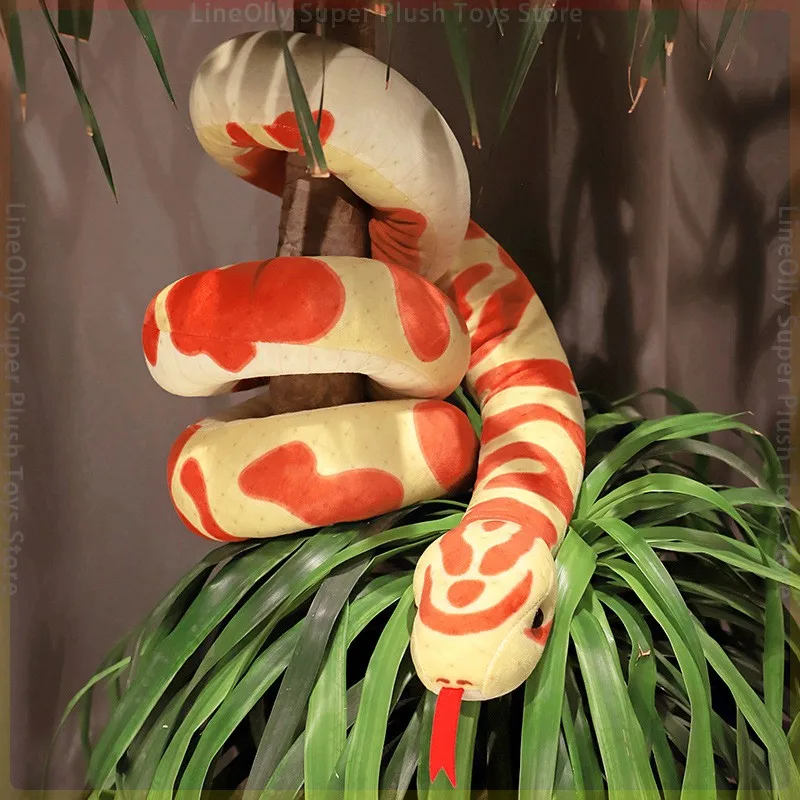 Python Cartoon Plush Toys Travesseiro longo Animal de pelúcia Cobra realista Boa gigante Decoração de Dia das Bruxas Presentes engraçados para crianças, meninos