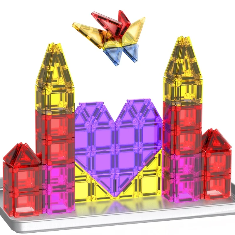 Ensemble de Mini carreaux magnétiques de voyage, 78 pièces, avec boîte en fer, blocs de construction portables, essentiels de voyage, jouets STEM créatifs, cadeaux pour enfants