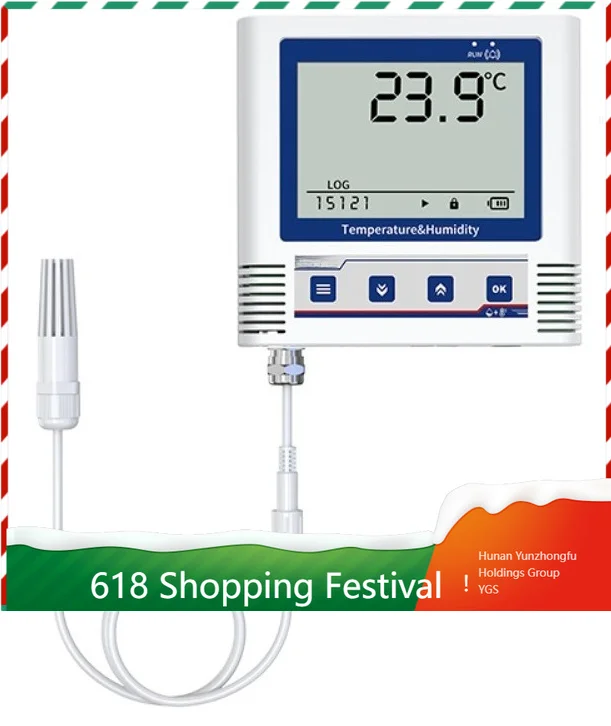 Multifunctional Temp Humidity Logger Metal Probe Bluetooth USB Print Thermohygrometer For Drug Store Warehouse