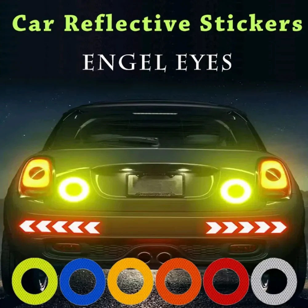 

2X Universal Car Bumper Reflective Safety Strip Stickers Car Angel Eye Reflective Sticker Reflective Warning Car Accessories