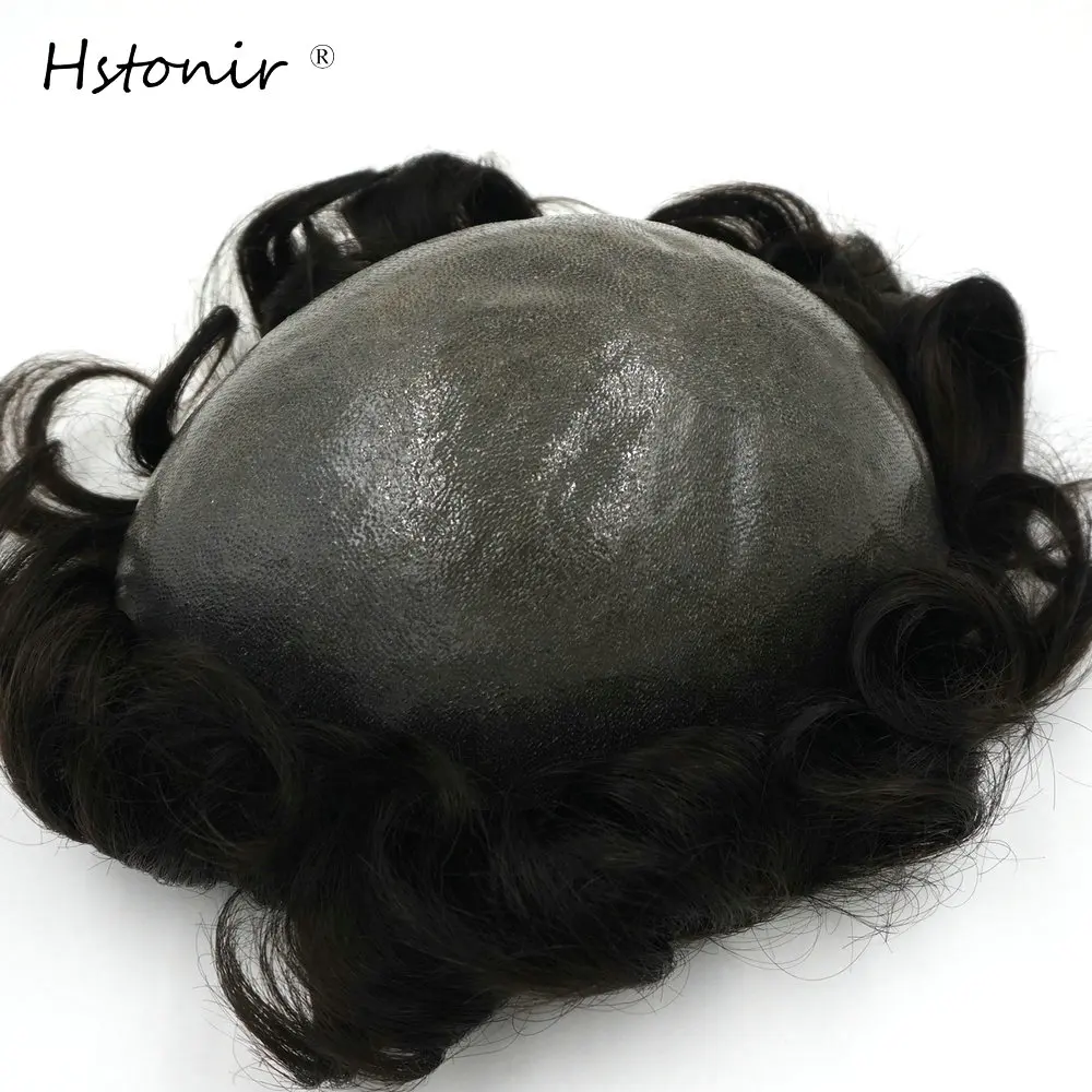 

Hstonir Men Hair Toupee For Men Indian Remy Hair Cuts Man Wigs Natural System Hair Thin Skin H080