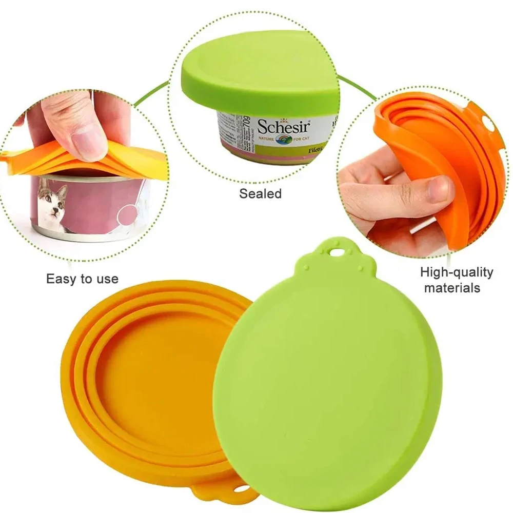 3In1 Silicone Reusable Soft Pet Seal Feed Cans Lid Keep Food Fresh Cover Flexible Storage Household Cup Glass Bottle With Spoon