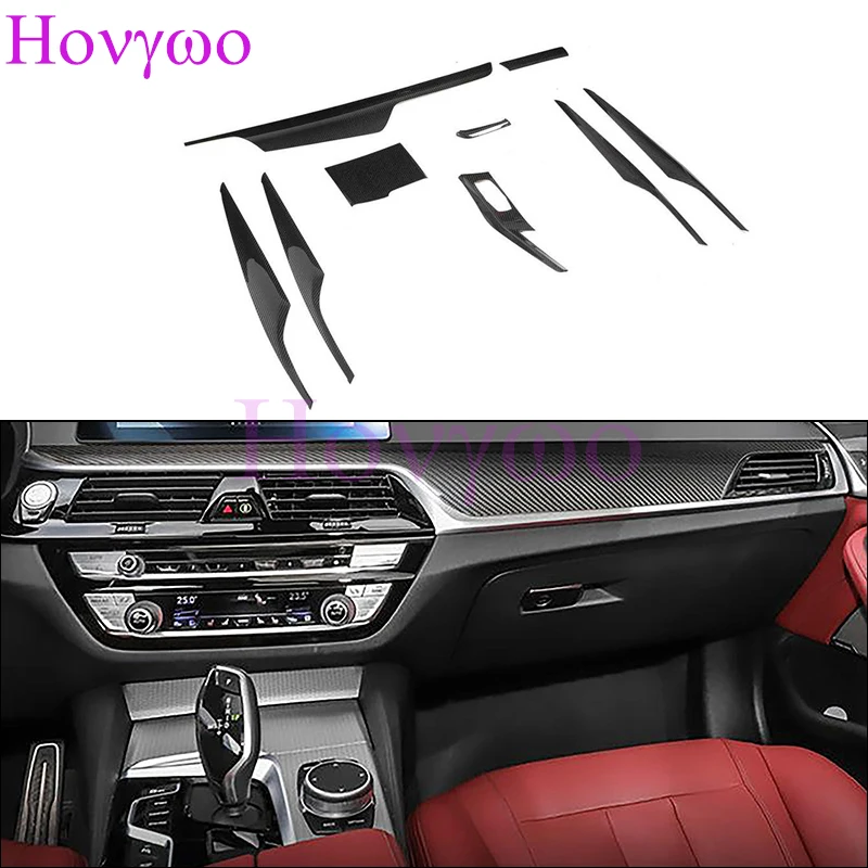 

LHD RHD настоящие карбоновые внутренние накладки на центральную консоль, крышка дверной панели для BMW 5 серии G30 2018-2022