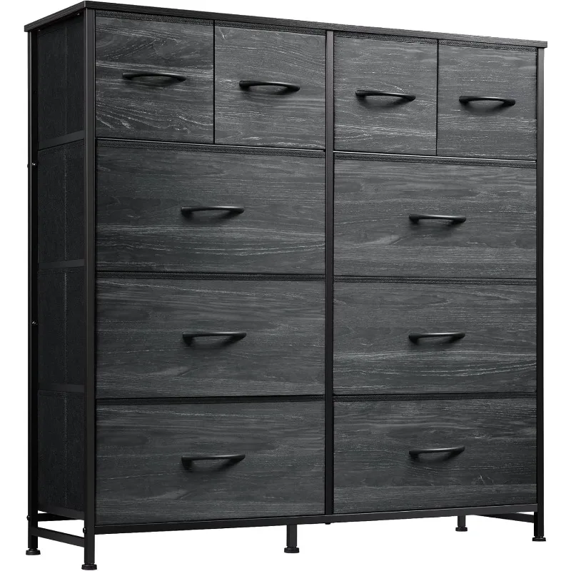 

Dresser for Bedroom with 10 Fabric Drawers, Tall Chest Organizer Units for Clothing, Closet, Storage Tower with Cabinet, M