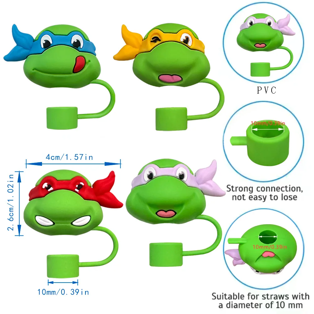Stanley Straw Cap Ninja Turtles Straw Stopper 10mm in Stock Y2k Fashion Toys Anime Cartoon Frind Kawaii Cute Personalized Gifts view 3
