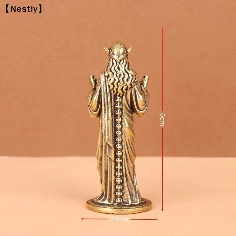 Brass Elf Prophet Statue Exquisite Detailed Carving Vintage Finish For Home Decor Display Collection〔Nest〕