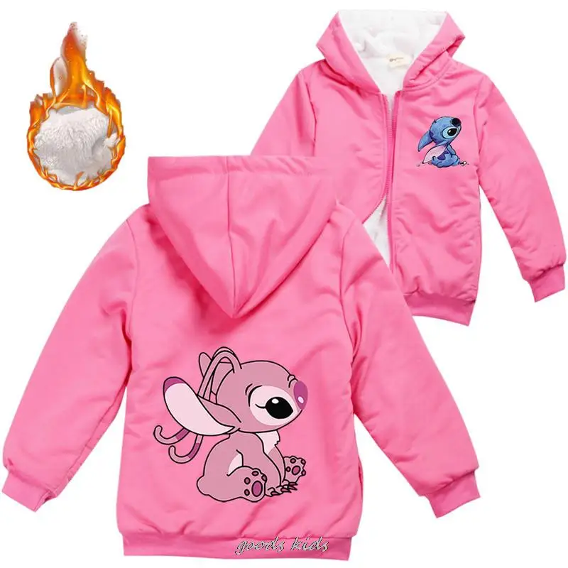 Lilo And Stitch Youth Children Winter Jackets Girls Cotton Padded Kids Boy Jacket Warm Outerwear Autumn Casual Kids Coats Winter