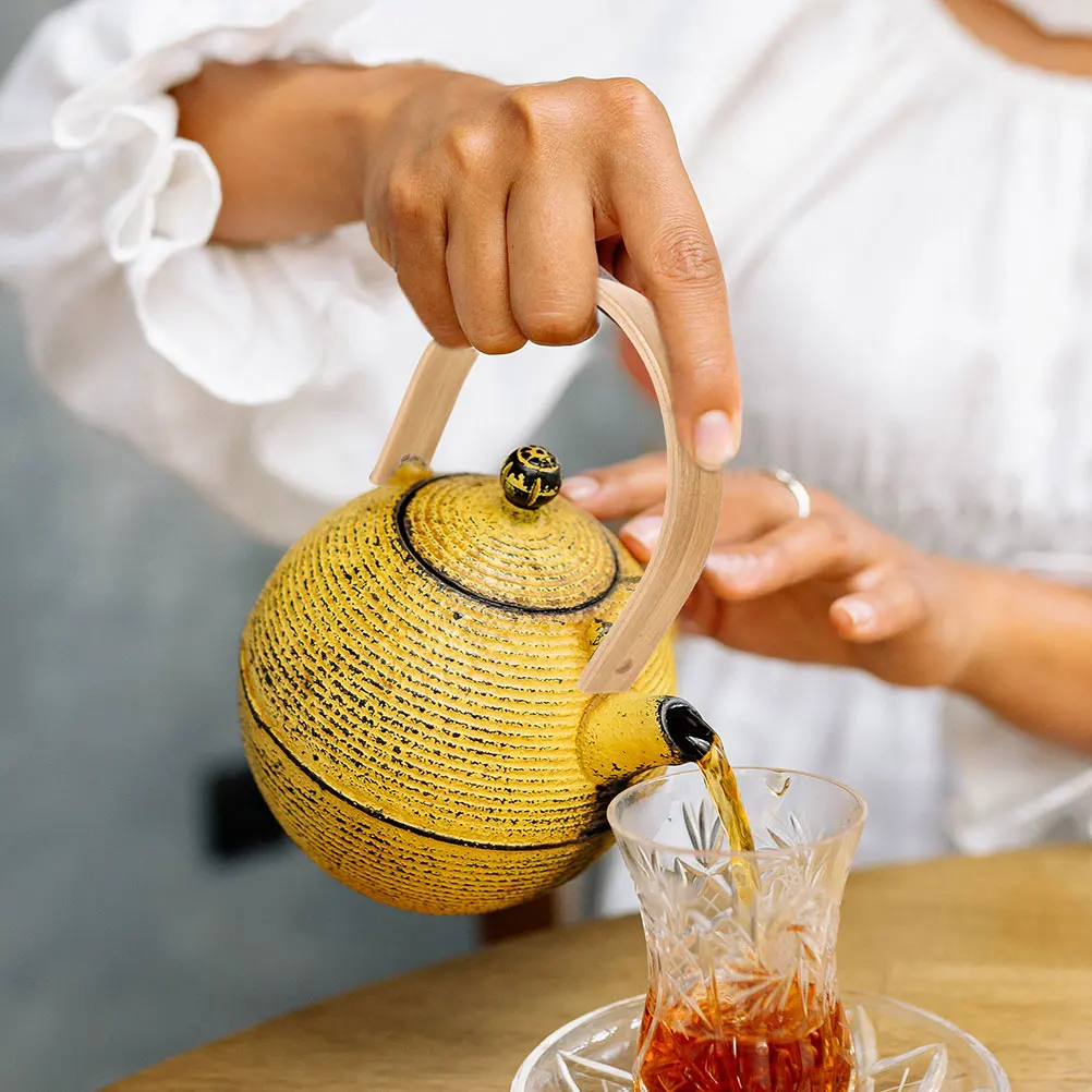 

Glass Tea Kettle Replacement Bamboo Handle Nonslip Lightweight Ergonomic Grip Wear-Resistant Heatproof Teapot Accessory
