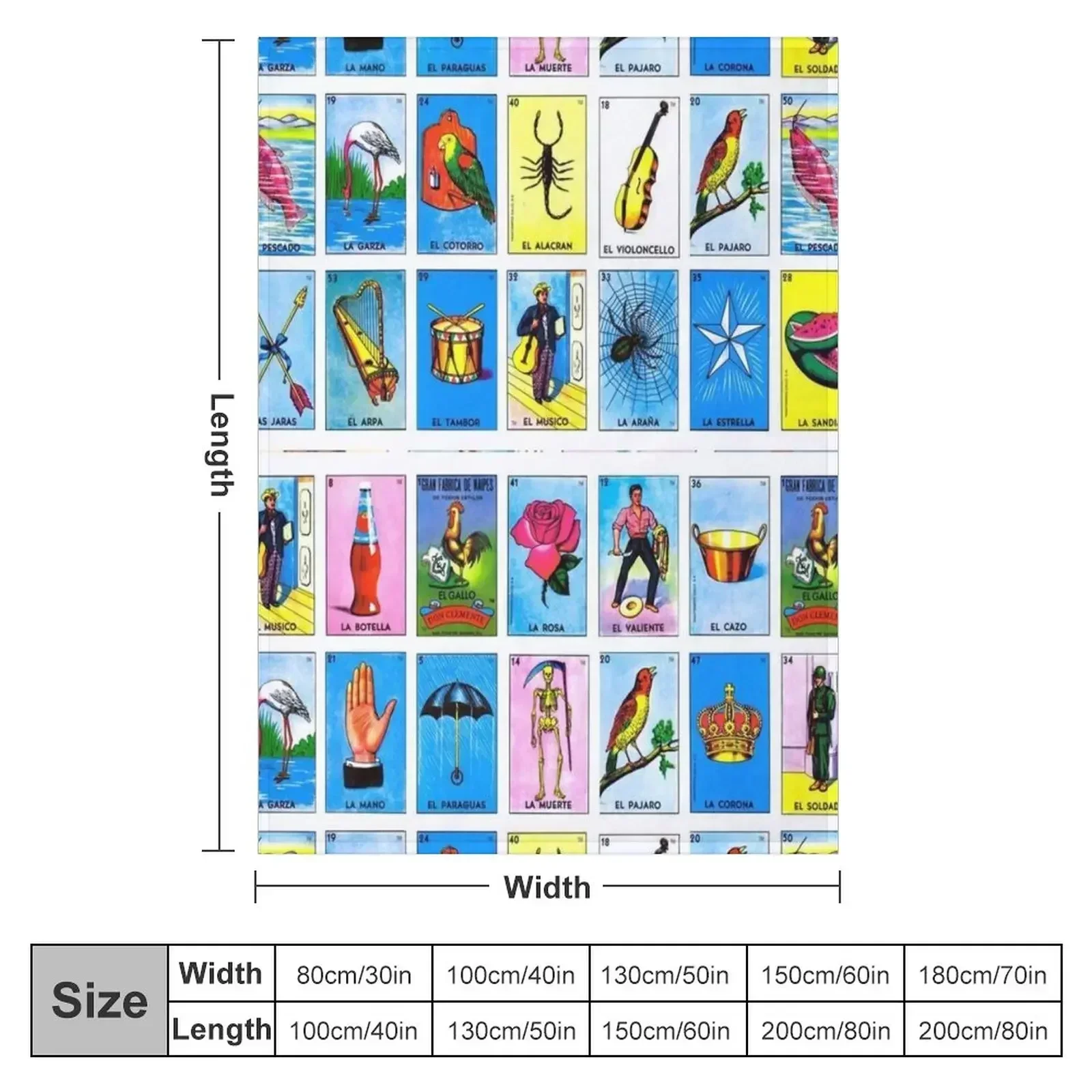 Lottery / Mexican Bingo Throw Blanket couch cozy soft plush fuzzy picnic outdoor blanket