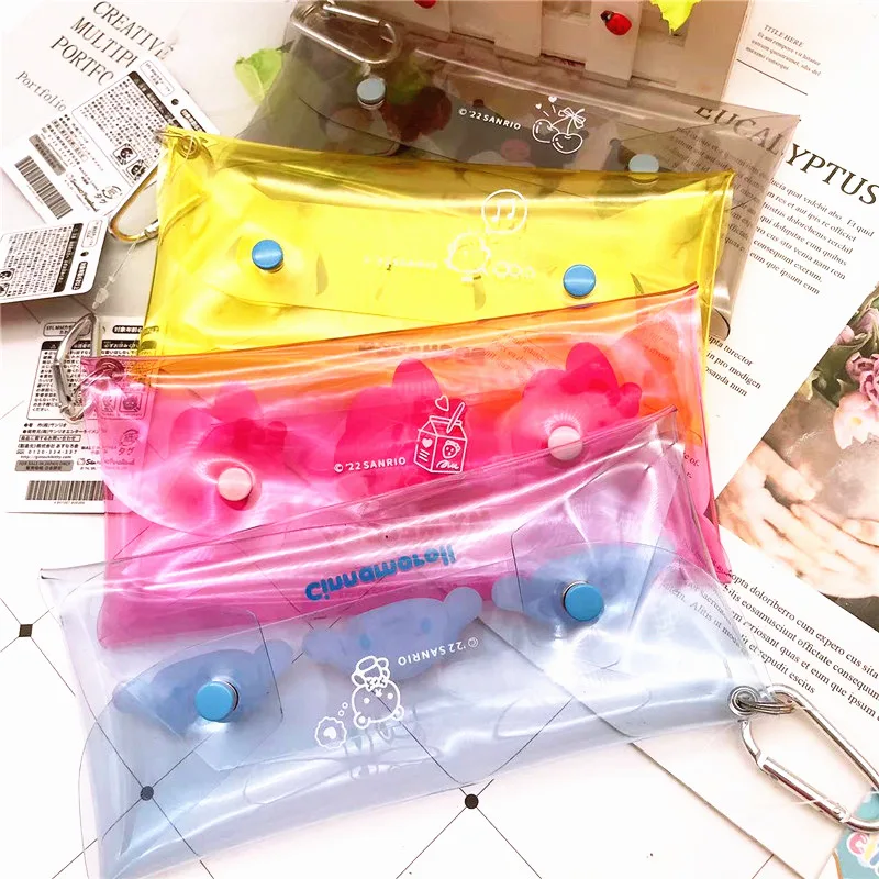 Creative Sanrio Kuromi Lengthen Transparent Waterproof Wallet Coin Purse Anime My Melody Card Bag Mini Coin Purse Present