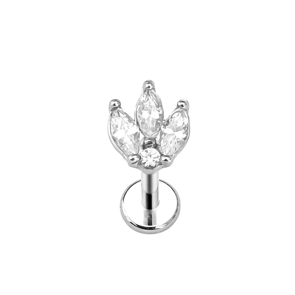 Titanium Heart Moon Star Drop Threadless Piercing Earring