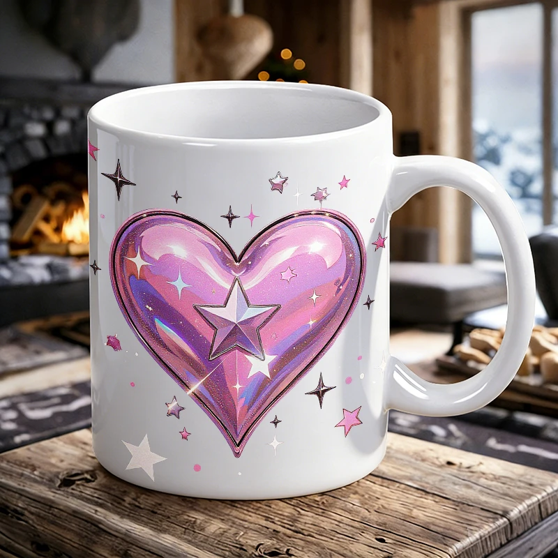 

Y2K sweet and cool girlish ceramic cup with handle, creative coffee cup, milk cup, office tea cup, drinking cup, fade-resistant
