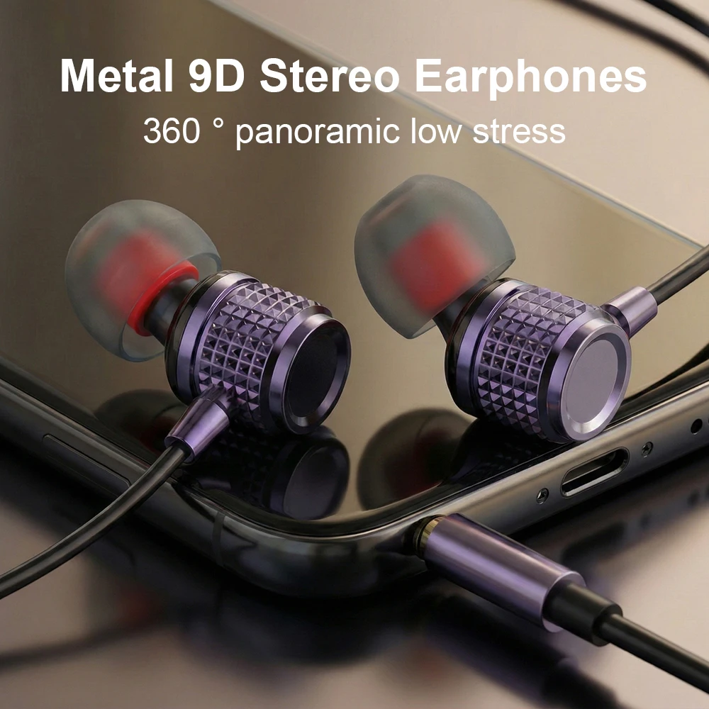 Słuchawki USB Typ C HiFi z mocnym basem, metalowe słuchawki douszne z redukcją szumów, przewodowe słuchawki 3.5MM do Samsung S25 24 Z Fold7 Flip — zdjęcie produktu 2