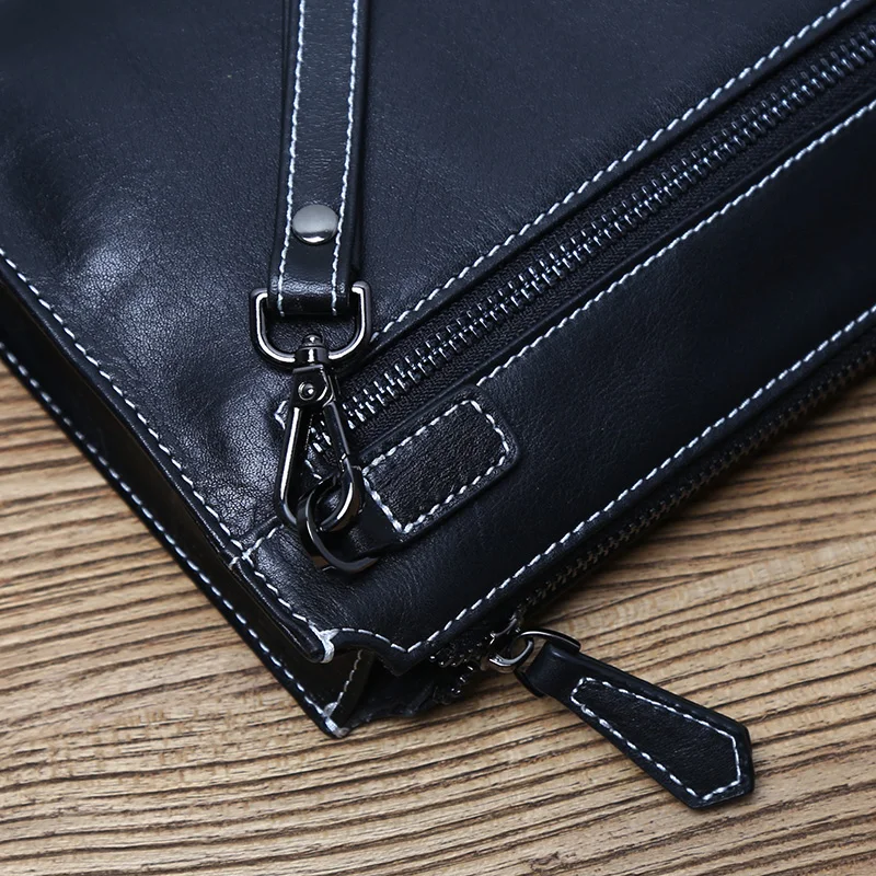 Nzpj Echt leder Herren Clutch Tasche natürliche Rindsleder Brieftasche große Kapazität Handy tasche lässig Business Umschlag für – Detail 13