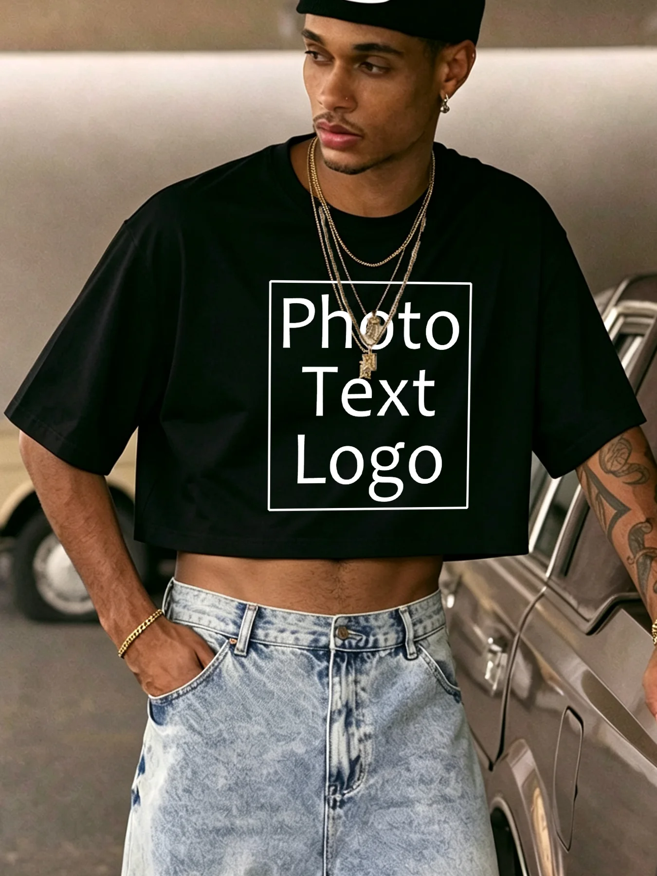 Personalized Customized DIY Logo S-3XL Trendy Cotton Crop Tops Casual Loose Sport Short Sleeve Comfortable Basic Street Clothing