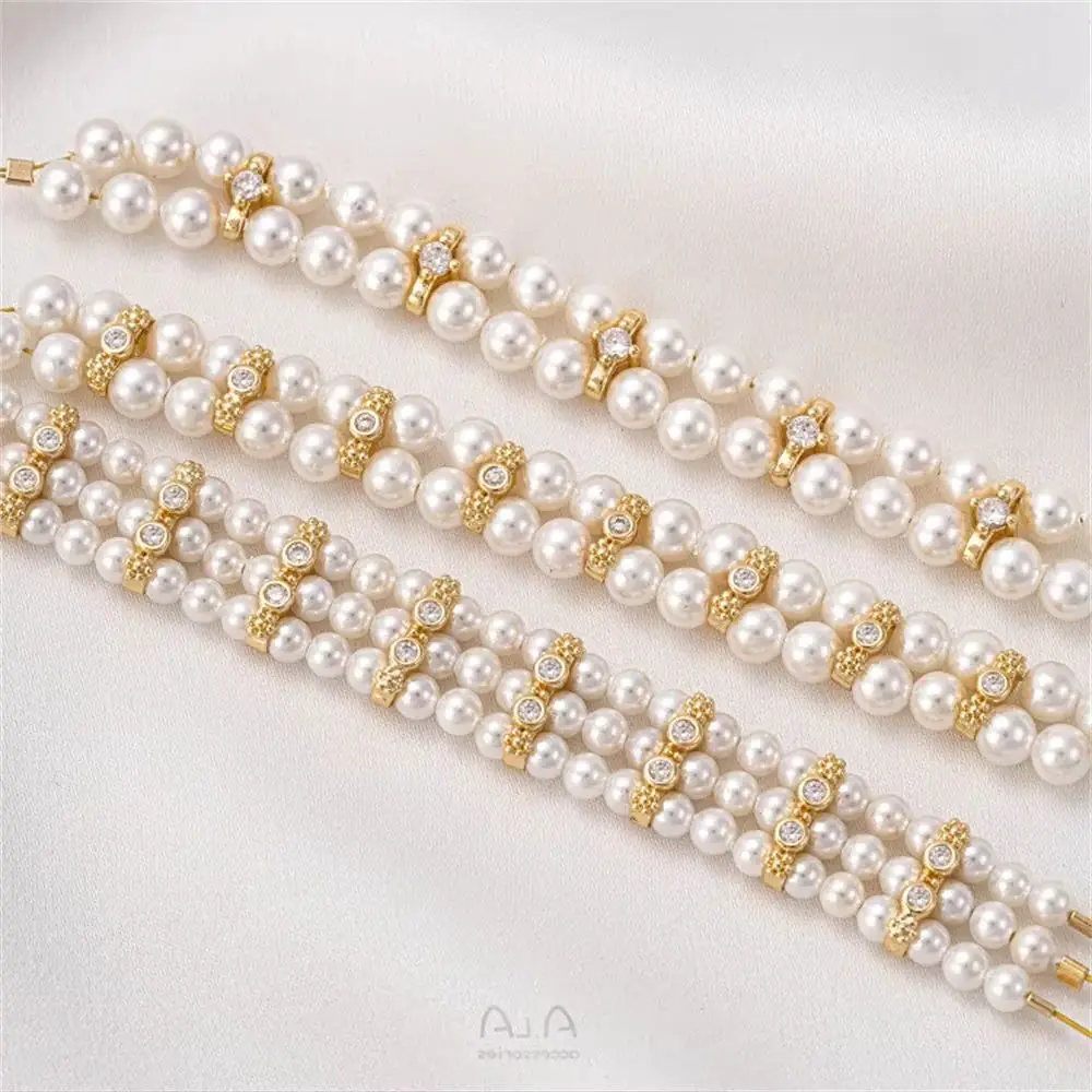 

14K Gold Coated Double Row Millet Bead Partition Accessory Double Hole Partition DIY Handmade Beaded Bracelet Jewelry Material