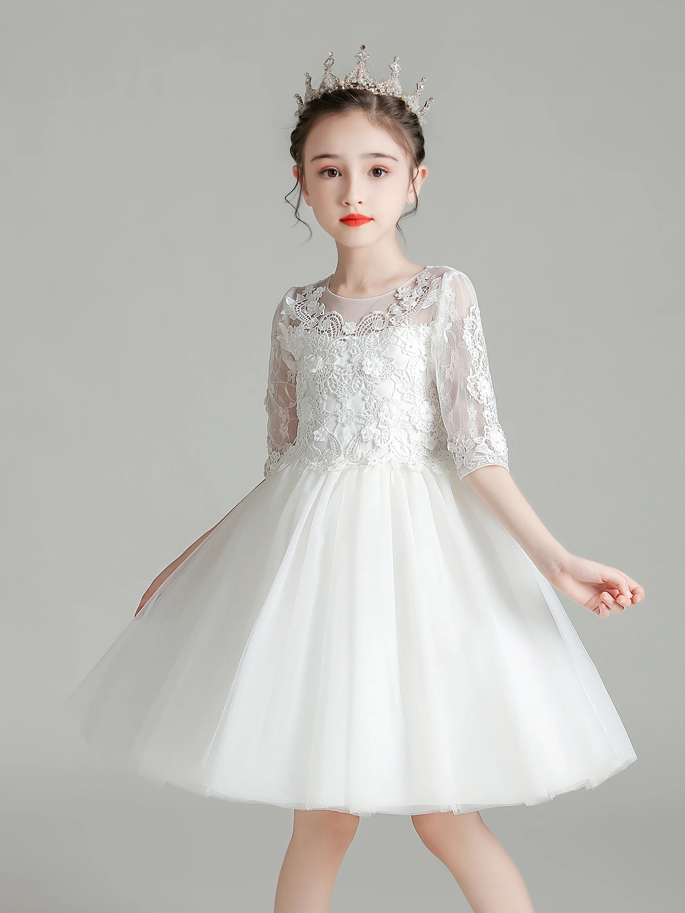 Girls Flower Wedding Dresses Lace Princess Pageant Dress Prom Ball Gown custom girls wedding dresses