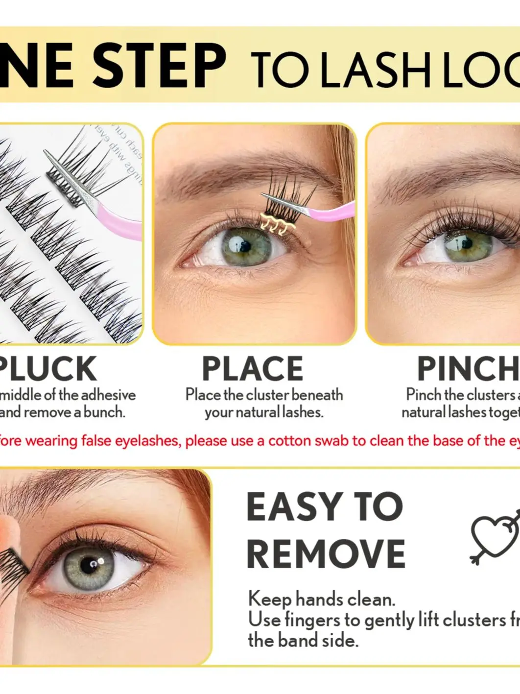 เครื่องมือแต่งหน้าแบบคลัสเตอร์ขนตาแบบมีกาวในตัว