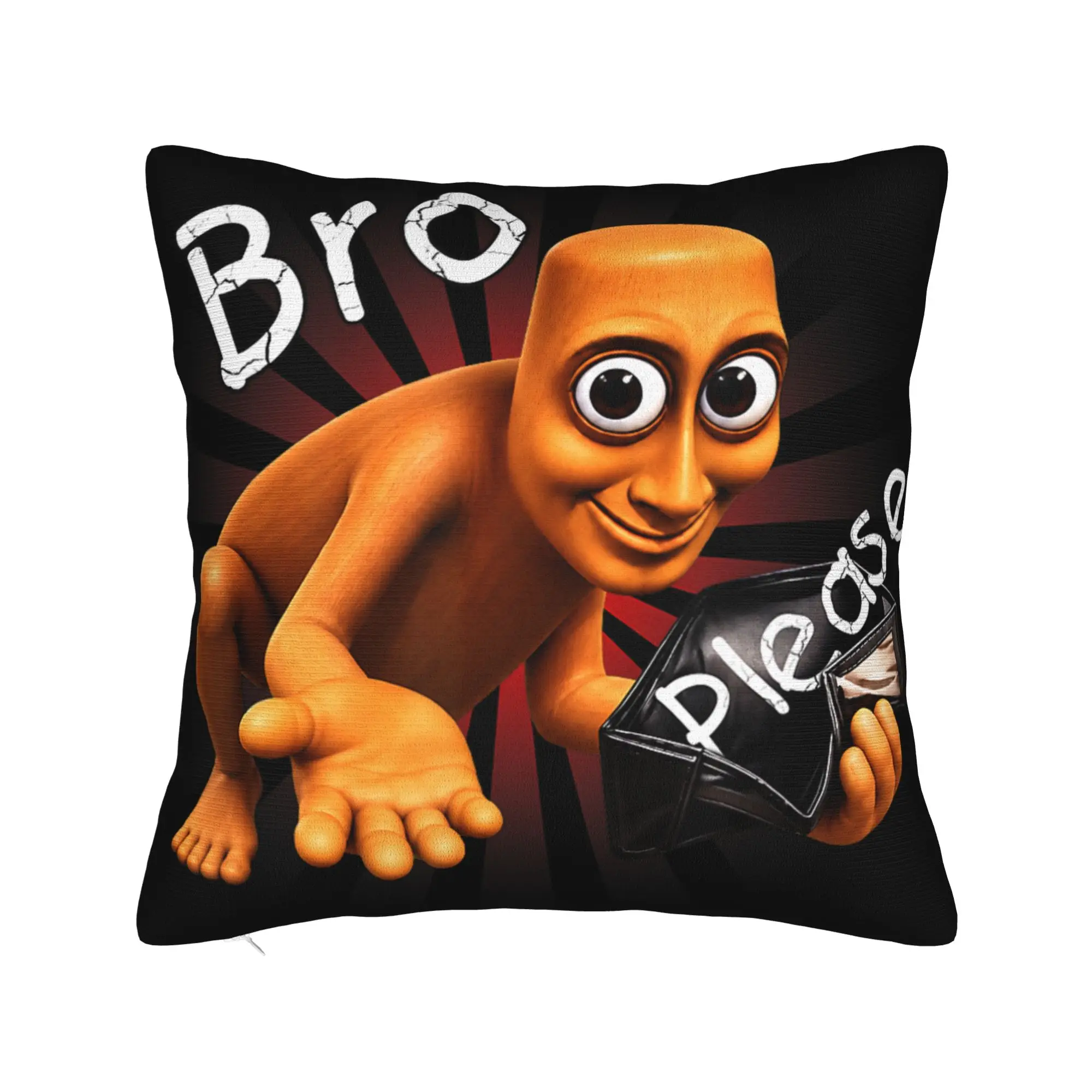 Funny Tung Tung Sahur Empty Wallet Bro Please Brainrot Meme Pillow Cover Soft Cushion Cover Pillow Case For Living Room Chair