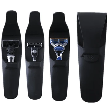 Scatola di copertura del supporto del sacchetto del coltello da barba per rasoio da barba diritta nera portatile in silicone