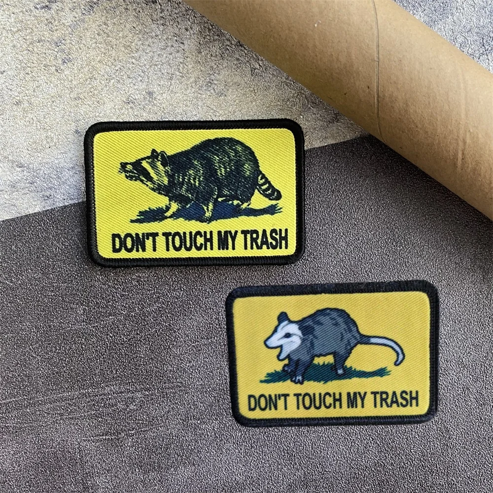 Don't Touch My Trash Meme Patch Raccoon Possum Morale Badge Gadsden Flag Hook and Loop Tactical Tactical Backpack Hat Stickers